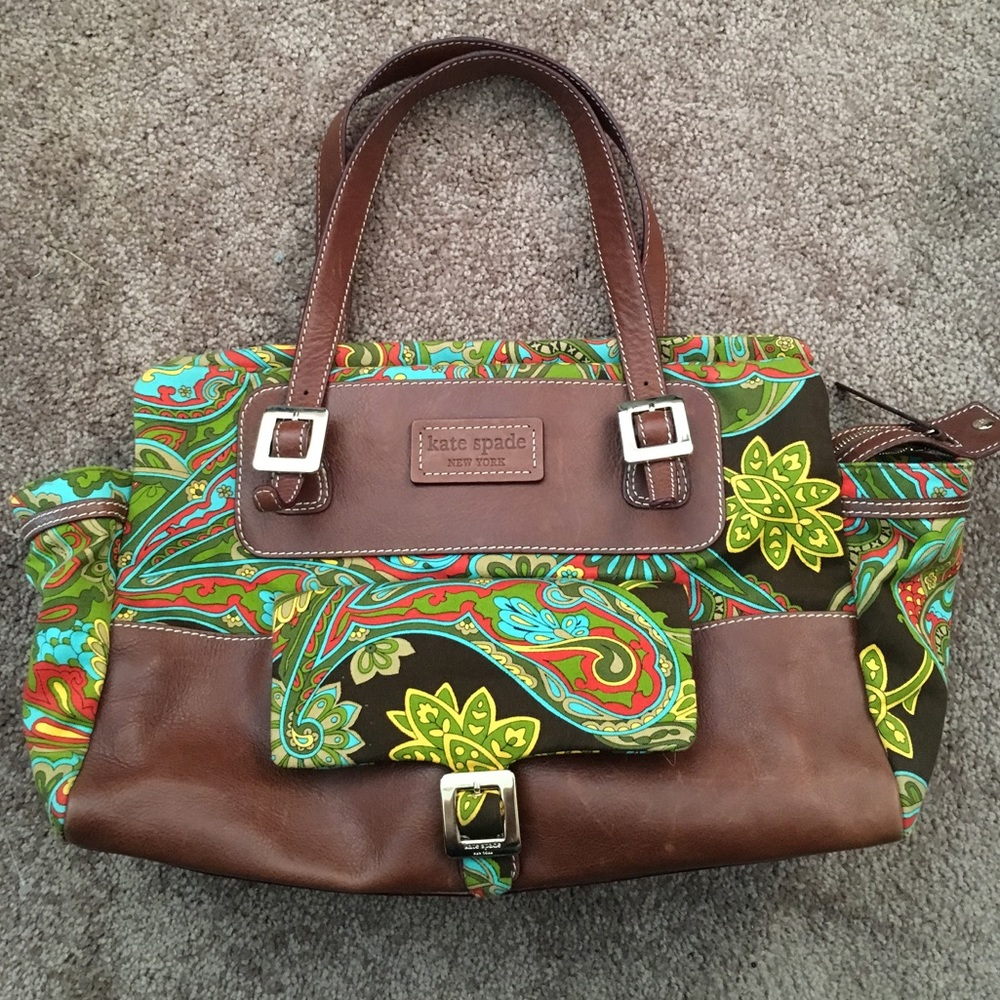 LIKE NEW Rare Kate Spade Purse Bag green paisley